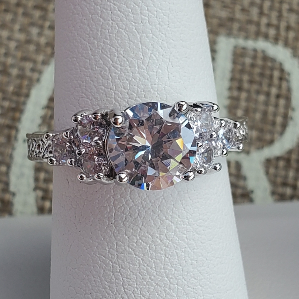 White Gold Diamond Trilogy Ring - image 6